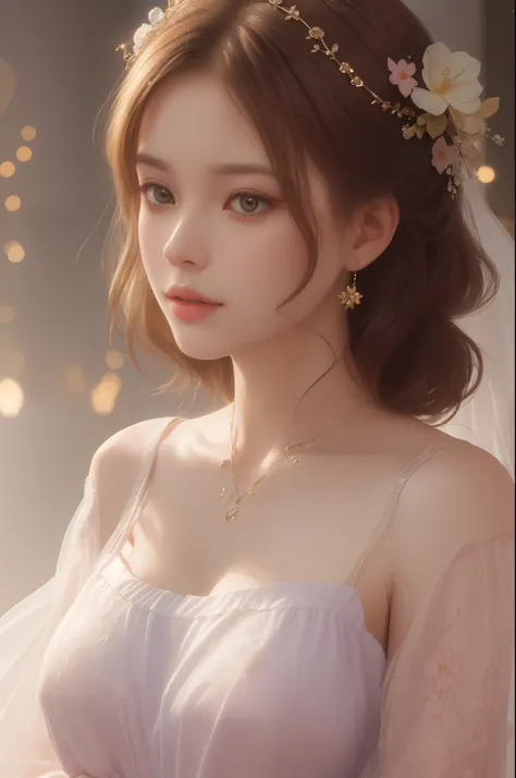 (Best quality:1.2,Masterpiece:1.2,A high resolution,1girll,china dress,Delicate hair accessories,flower ornament,Stunning necklace,Exquisite jewelry,Gentle face,Detailed body,Bokeh effect,Realistic Shading,Studio lighting,twotonelighting,High-resolution sk...