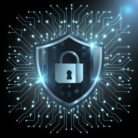 A shield with a lock surrounded by circuit lines, Cyber Security Polygon, Cyber Background, El metaverso cifrado, Shutterstock, Cibertecnología, cyber architecture, Ciberespacio, Hackeando el mainframe, proteger, SEGURIDAD RHOX, Ciberespacio, Fondo Cypherp...