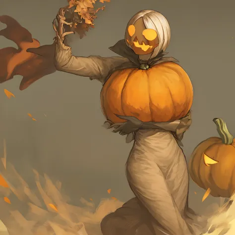 Woman with pumpkin instead of a head