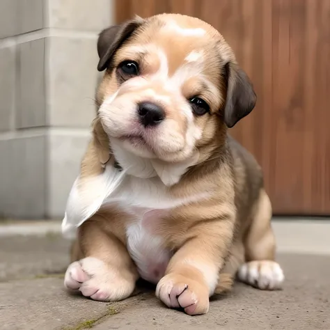 a close up of a small dog sitting on a cement surface, cute dog, adorable appearance!!!, wrinkly, lots of wrinkles, puppy, cute toy, wrinkled, very realistic looking, soft but grumpy, has a very realistic look to it, beautiful cute, cute and cuddly, adorab...