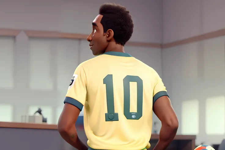 Pelé, o rei do futebol. Negro Estilo Disney Pixar. alta qualidade, alta resolução.