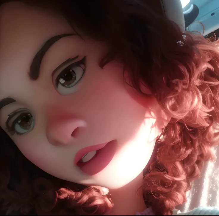 Disney pixar cartoon type mulher cabelo encaracolado, alta qualidade, melhor qualidade