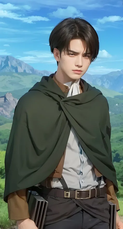 Real life adaption of this character , teen handsome face, ((realistic same hairstyle)), realistic same outfit, hyper realistic, realistic same background, realistic light, realistic shadow, realism, (photorealistic:1.2),Villain angry expression