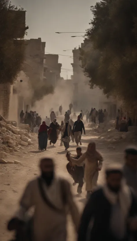 Palestinian civilians fleeing airstrikes