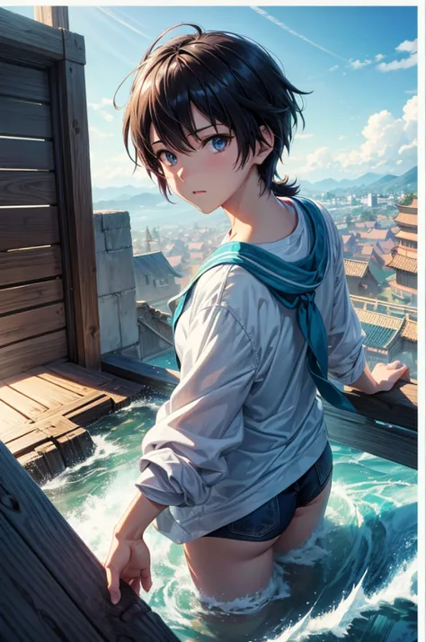 （（（Comic storyboard））），comic strip，Two-dimensional picture，Manhwa Style，Makoto Shinkai animation style，Makoto Shinkai animation film art style，Ultra-wide angle of view，China-style，a town with beautiful scenery，Faraway view，Vivid and bright colors，super-fin...