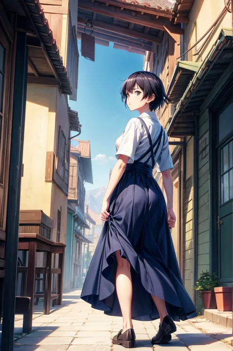 （（（Comic storyboard））），comic strip，Two-dimensional picture，Manhwa Style，Makoto Shinkai animation style，Makoto Shinkai animation film art style，Ultra-wide angle of view，China-style，a town with beautiful scenery，Faraway view，Vivid and bright colors，super-fin...