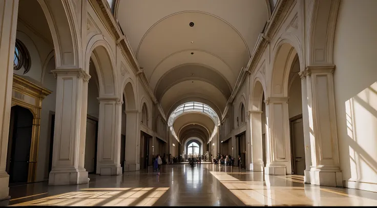 a hyper realistic photography of the National Gallery of Victoria in Melbourne, Australia, no people, Nikon D850 DSLR 4k camera, 100mm lens, F 1.2 aperture setting, bright and natural lighting, vibrant, fun and relaxing atmosphere