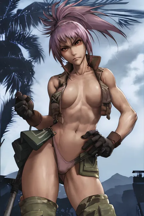 vest and panty,naked,serious,sexy pose,military,desert.Cammo,Sun,hot,guerrilla,tropical,wetting,leona heidern.