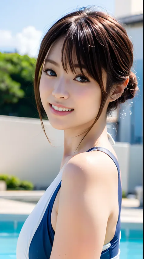 (((a beautiful woman is about to enter the pool by the pool))),(((masutepiece:1.6))),(((ulzzang-6500))),(((perfect anatomia:1.6)...