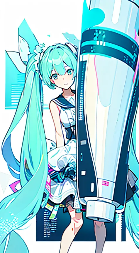 Hatsune Miku holds an oversized poster that unfolds