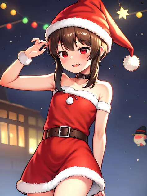 Christmas Megumin,vestido rojo de navidad, gorro rojo de navidad, navidad ,holiday ,festividad