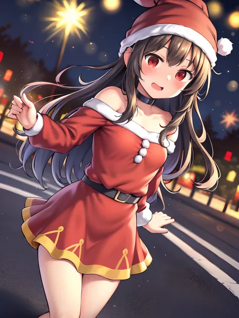 Christmas Megumin,vestido rojo de navidad, gorro rojo de navidad, navidad ,holiday ,festividad