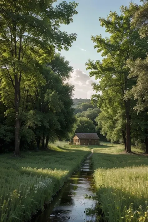 In the heavenly countryside, where meadows gently roll,
Sun-kissed fields of gold, a haven for the soul.
Whispering trees, their leaves a calming shroud,
As songbirds serenade beneath a cotton cloud.
A babbling brook winds its way through the land,
Natures...