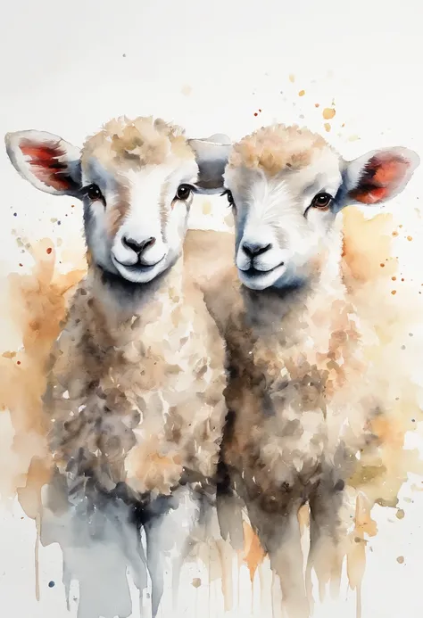 Lambs, hand drawn, cute canvas art