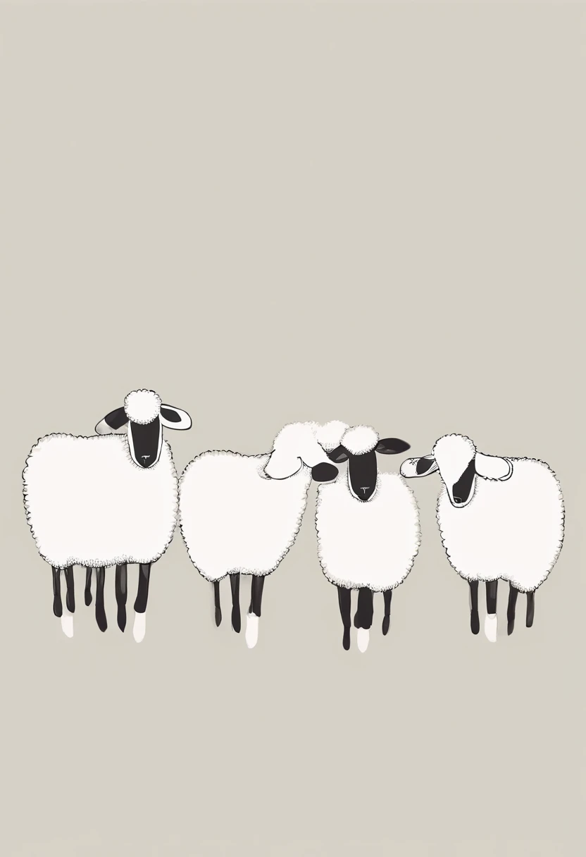 Lambs, hand drawn, cute canvas art