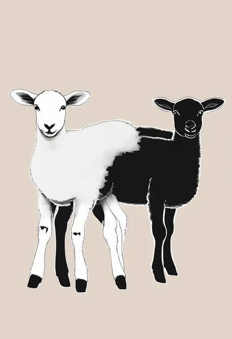 Lambs, hand drawn, cute canvas art