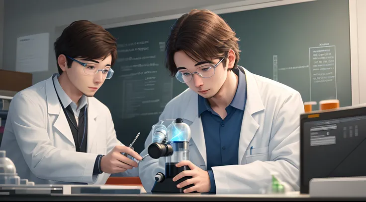 A scientist working on his project