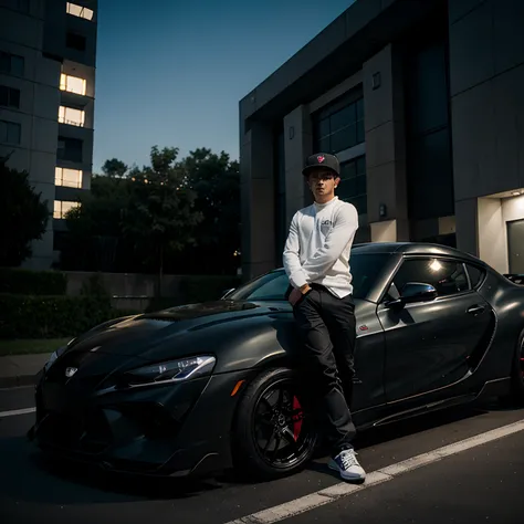 Midnight boy with supra car