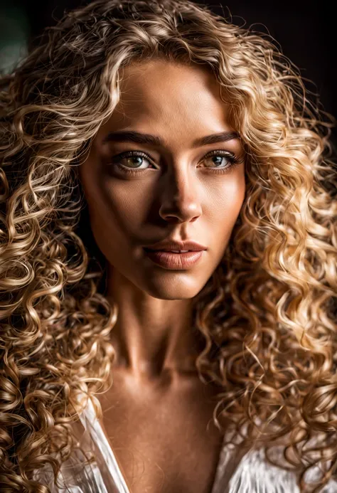 ((half body)) portrait photo of a beautiful 25 years european woman, endless long (extra long curly blonde hair), [[[[chest]]]] [[[[neck]]] [shoulders]]]]], Award - winning photograph, Masterpiece, 8k, ultra high res, hyper detailed, beautiful woman, perfe...