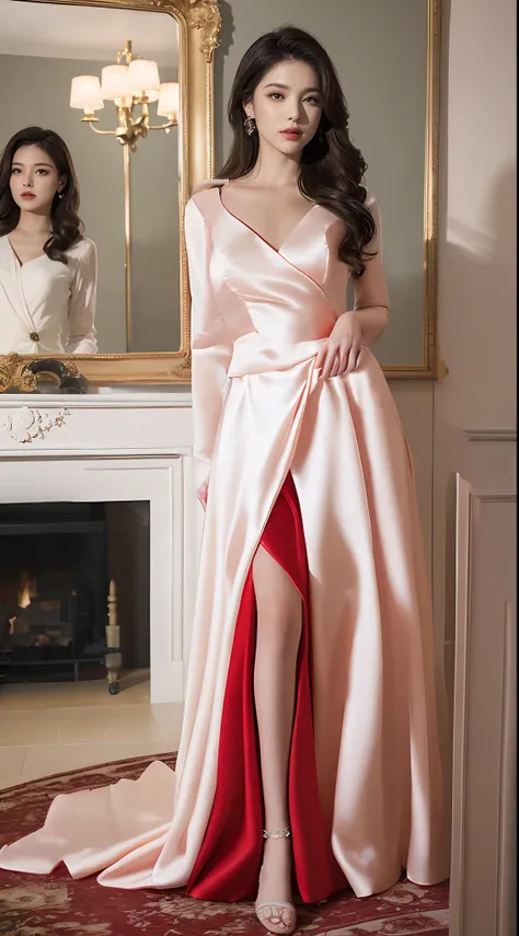 red long skirt，evening formal robes