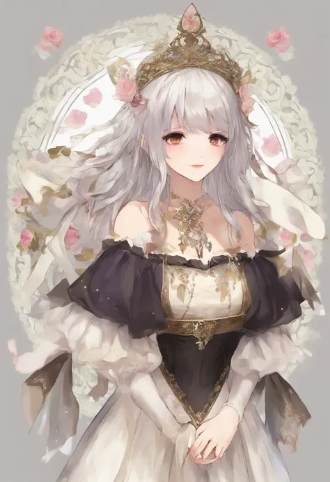 ((Masterpiece)), (Highest quality))), (CharacterDesignSheet, ethnic dress, Same character, Front, Side, back), illustration, 1 girl, full bodyesbian, Silver hair, Eye hair, Beautiful eyes, Princess cut, environment change scene, Short skirt, Shyness, woman...