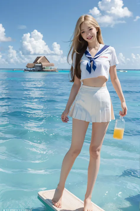 ((((((((Maldives、Floating hotels))))))))
((((((((full body seen、Full body portrait))))))))
(((((((a blond、a smile)))))))
((((((a blond、a smile))))))
(((((((skinny  body)))))))
((white and beautiful skin))
 masutepiece, Best Quality, Highly detailed, Realis...