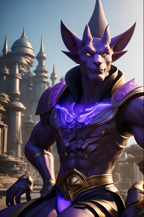 Lord Beerus, realistic illustration, a close-up, a Character portrait by senior artist, Zbrush central, retrofuturism, unreal engine 5, rendered in unreal engine, unreal engine