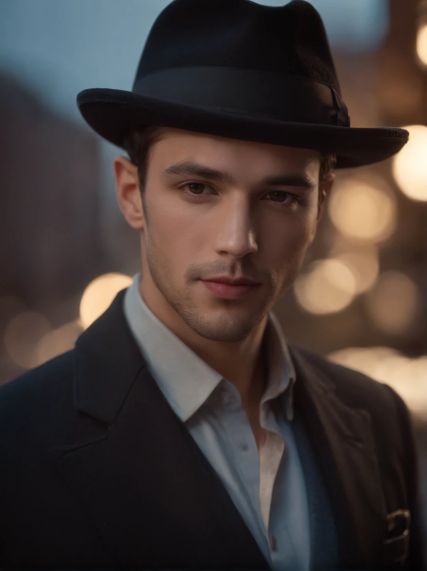 mixed-race man in black hat,black suit,overcoat,tired features,dark circles,(best quality:1.2),ultra-detailed,(realistic:1.37),(HDR:1.1),vivid colors,studio lighting,sharp focus,physically-based rendering,extreme detail description,professional,portrait,ni...