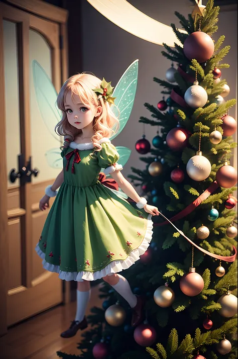 Fairy flying over a Christmas tree --auto