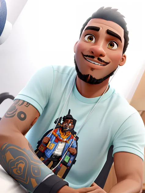 Um lindo homem negro no estilo Disney pixel com a melhor qualidade e boa qualidade