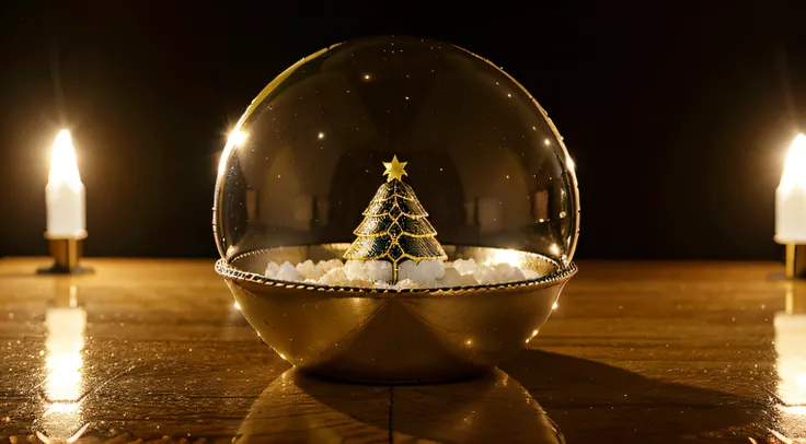 bola de natal com reflexo do papai noel