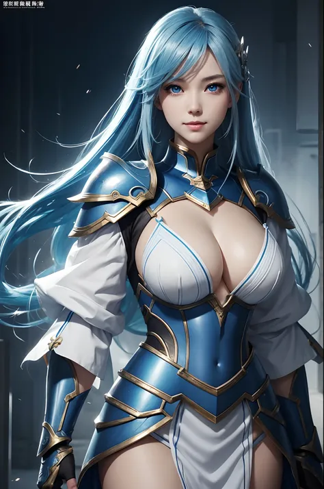 8K,Close-up of a woman in a blue and white dress、blue hairs, Super beauty,(Like the real thing)Blue eyes,Chengwei Pan on Artstation、 Yang J 作、 Detailed fantasy art、Stunning character art、 Fan Art Best Art Station、 Magnificent exquisite character art、 Beaut...