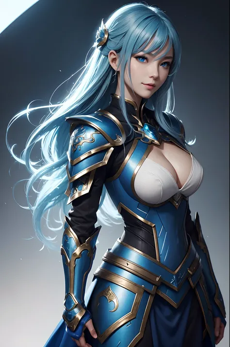 8K,Close-up of a woman in a blue and white dress、blue hairs, Super beauty,(Like the real thing)Blue eyes,Chengwei Pan on Artstation、 Yang J 作、 Detailed fantasy art、Stunning character art、 Fan Art Best Art Station、 Magnificent exquisite character art、 Beaut...