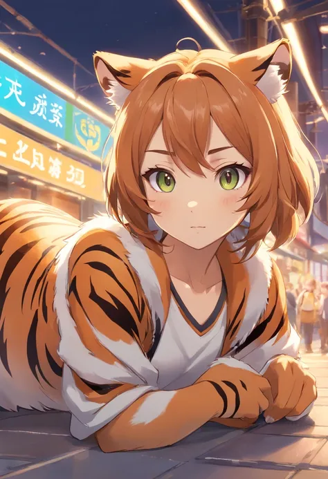 Cartoon tiger((Tiger)), Anthropomorphic tiger, cute artwork, Cute detailed digital art, kyoani, anime visual of a cute cat, lovely digital painting, alphonse fly, 240p, High-quality fanart, adorable digital art, resin, offcial art, cute detailed artwork，