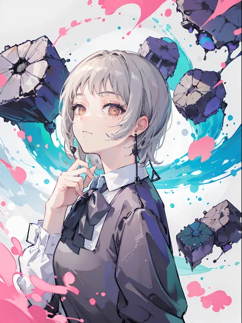 (top quality, best quality:1.2),(1girl:1.3), gray hair, butterflys, jungle