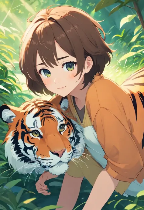 Q version of Tiger，cute artwork，digitial painting，Lovely detail