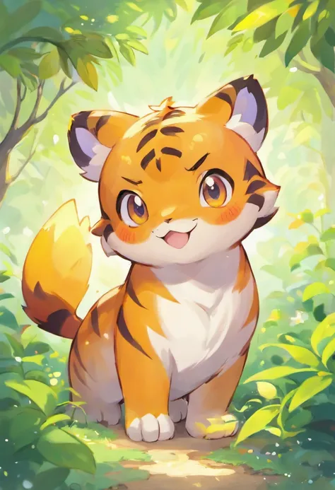 Q version of Tiger，cute artwork，digitial painting，Lovely detail