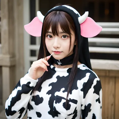 Girl in cow cosplay