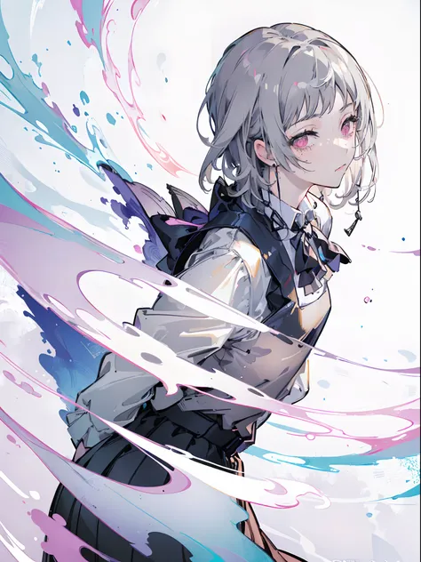 (masterpiece, top quality, best quality,official art, beautiful and aesthetic:1.2),(1girl:1.3), gray hair, butterflys