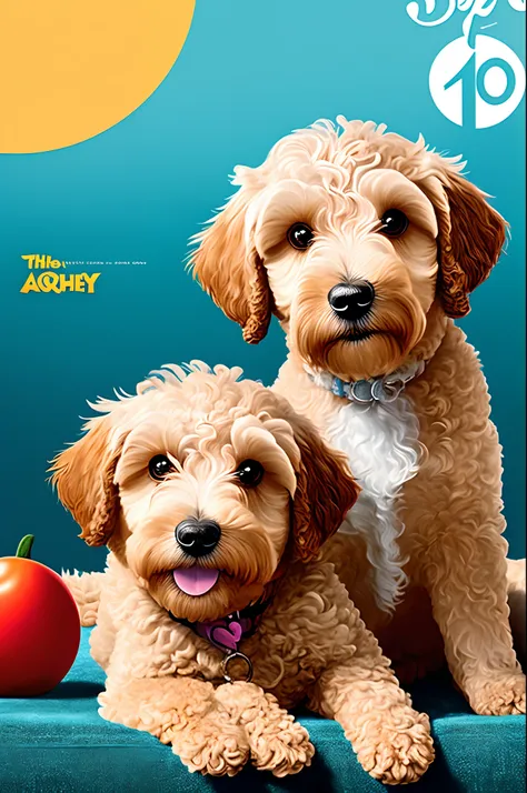 A mini golden doodle named Archie on a Disney Pixar movie poster. The movie is called Archie.