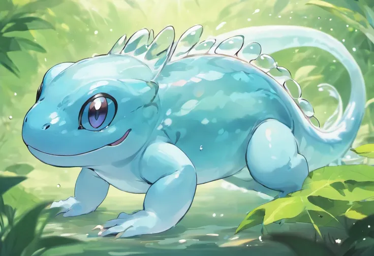 Giant Ghost Salamander, Transparent, Massive Amphibian, Ghost Salamander, Ghost/Water types