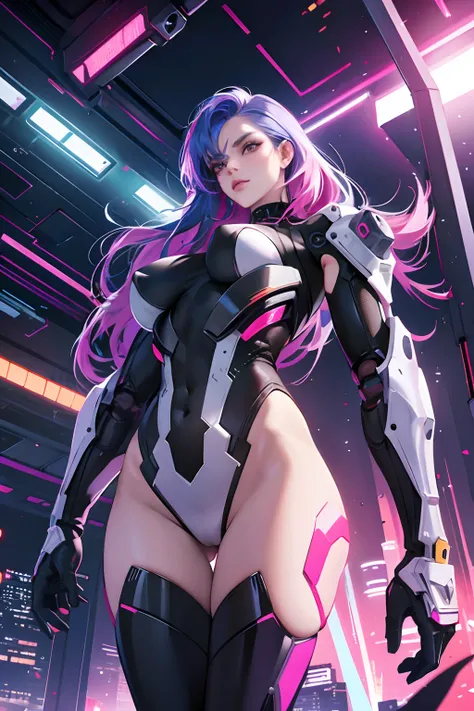 cyberpunk girl, robotic arm, body exposing, spectacle, colorful hair, perfect body shape, ultra sharp, fierce aura, best lighting, masterpieces, perfect color, chill aura, flying