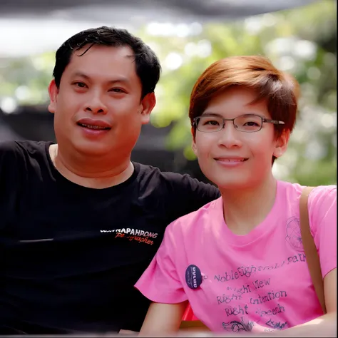 There are two people sitting next to each other on a bench., happy couple, lovely couple, couple, ruan jia and brom, Ruan Jia and Fenghua Zhong, Smiling couple, hoang long ly, family, photo taken with nikon d750, photo taken with nikon d 7 5 0, Song Pung D...