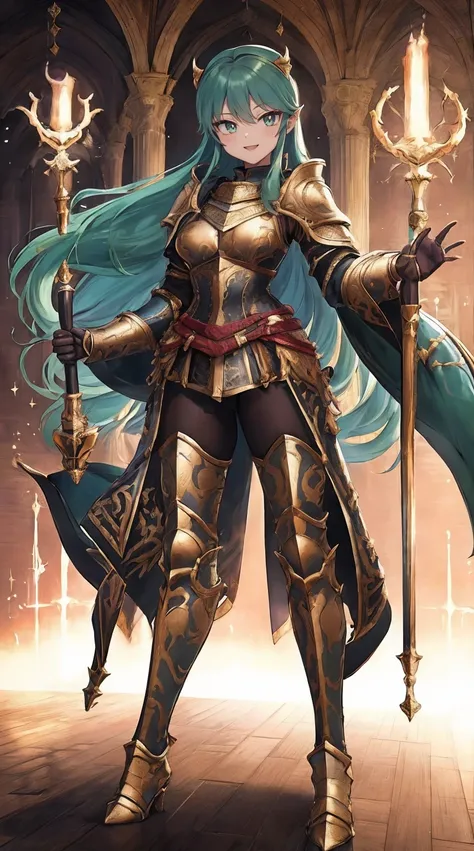 masterpiece, best quality,medieval armor, corset, breastplate,lum, , urusei yatsura, cloak, pants, pullover, kimono,martial pov,, pantyhose, sharpteeth, standing,smile, matial art,, full body, boots , pant, medium breast, pants, pullover,martial pov,god ra...