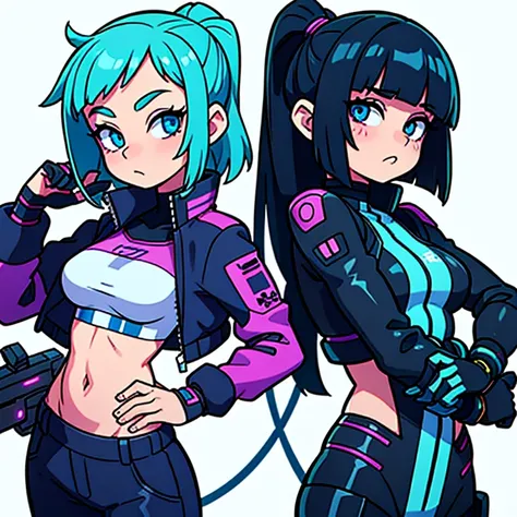 twogirls，back-to-back，cyber punk perssonage