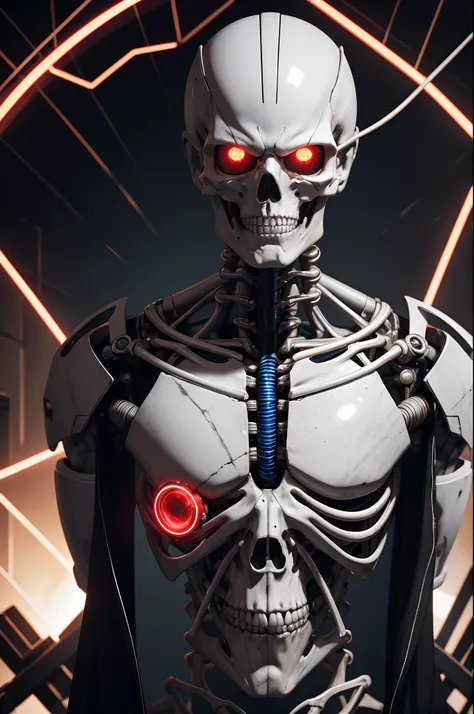 8K,The camera eye of one eye that glows red is exposed.,Fleshed out young man head humanoid electronic system |Cyborg Man|Visible Detailed Brain|With a heart of visible detail|Muscle Cable Wire|bio punk|cybernetic|cyberpunked|Connected to a large number of...