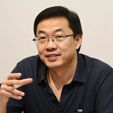 Alafeld man in blue shirt and glasses sitting at a table, lin hsiang, keng lye, lim chuan shin, ren heng, simon lee, kim jung giu, Bo Feng, xp-tan, dzung phu dinh, Liang Xing, phong yintion j - jiang geping, hong soonsang, dao lee