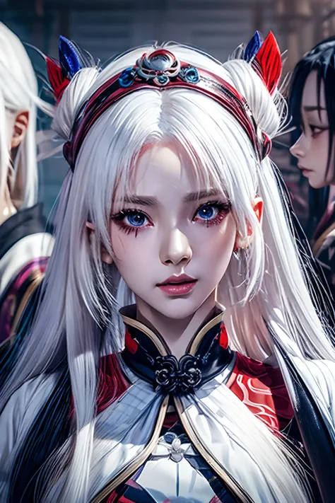 a close up of a woman with long hair wearing a costume, white haired deity, onmyoji portrait, detailed digital anime art, female anime character, anime goddess, advanced digital anime art, digital anime art, beautiful alluring anime woman, beautiful anime ...