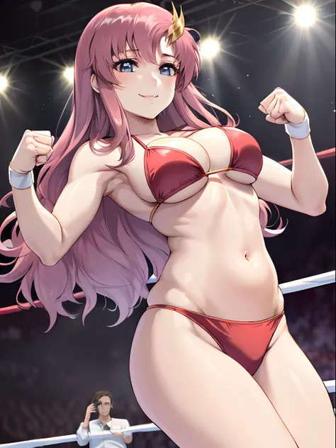 Clouds, Outdoor, fighter, hot flame theme, (masterpiece, , 4K, Best Quality, Anime style: 1.9,, Adult Woman, ultra detailed face, (cloud background, wrestling), Drawing lines, high resolution, Anime, lacus4), 1girl, Solo, curvy figure, very Long hair, 鎖骨, ...