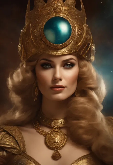 Bild einer Frau mit Helm, umgeben von anderen Menschen, Stephen Hickman, beautiful retro art, Mars greift an, Vergoldete Lotus-Prinzessin, Vorgestellt auf CGsociety, Kosmische Apokalypse, Persian queen, Kirill Leonow, von Jason A. Engle, Barbarella